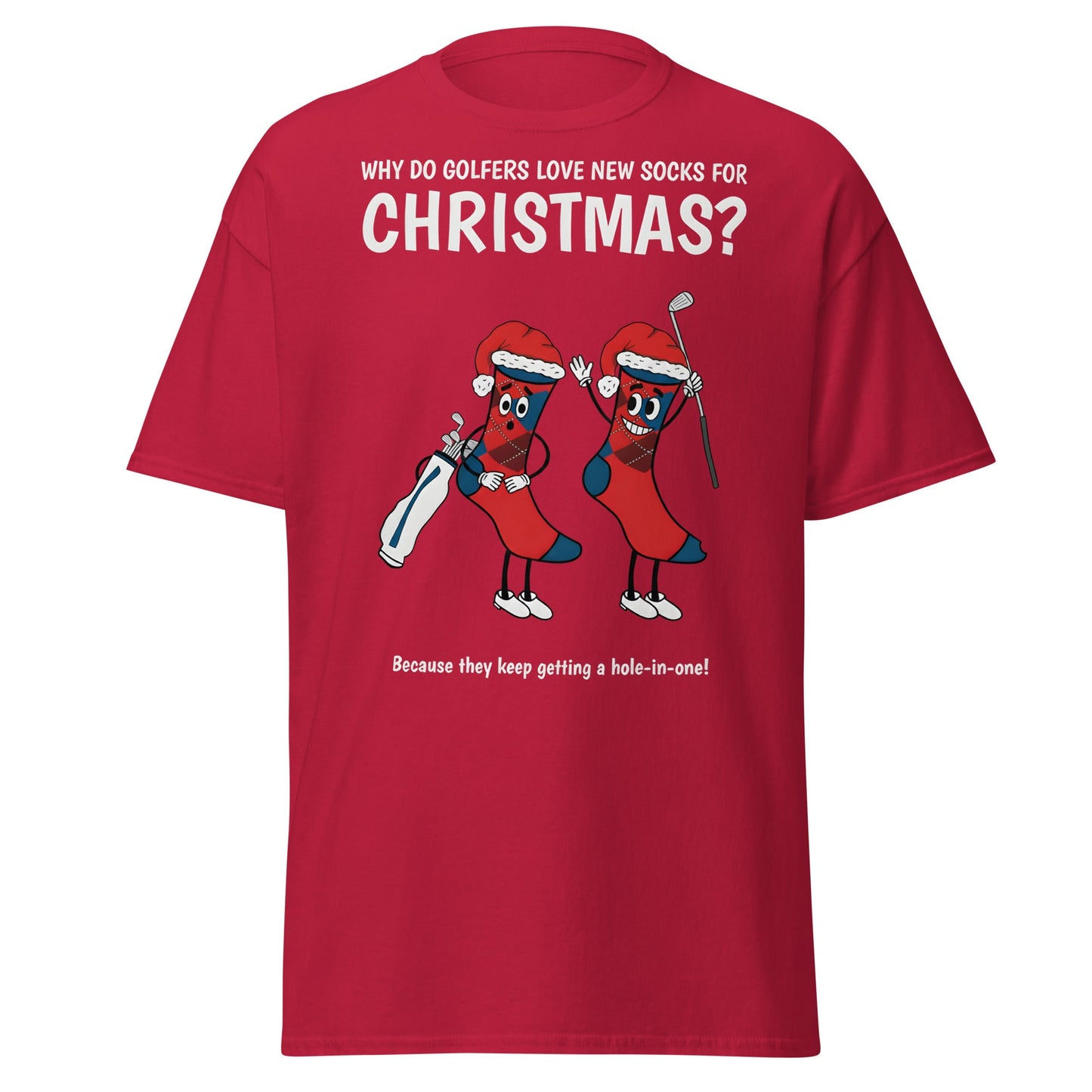 Golfers Love New Socks Christmas T-Shirt | Funny Golf Pun - Cardinal - T-Shirts Online