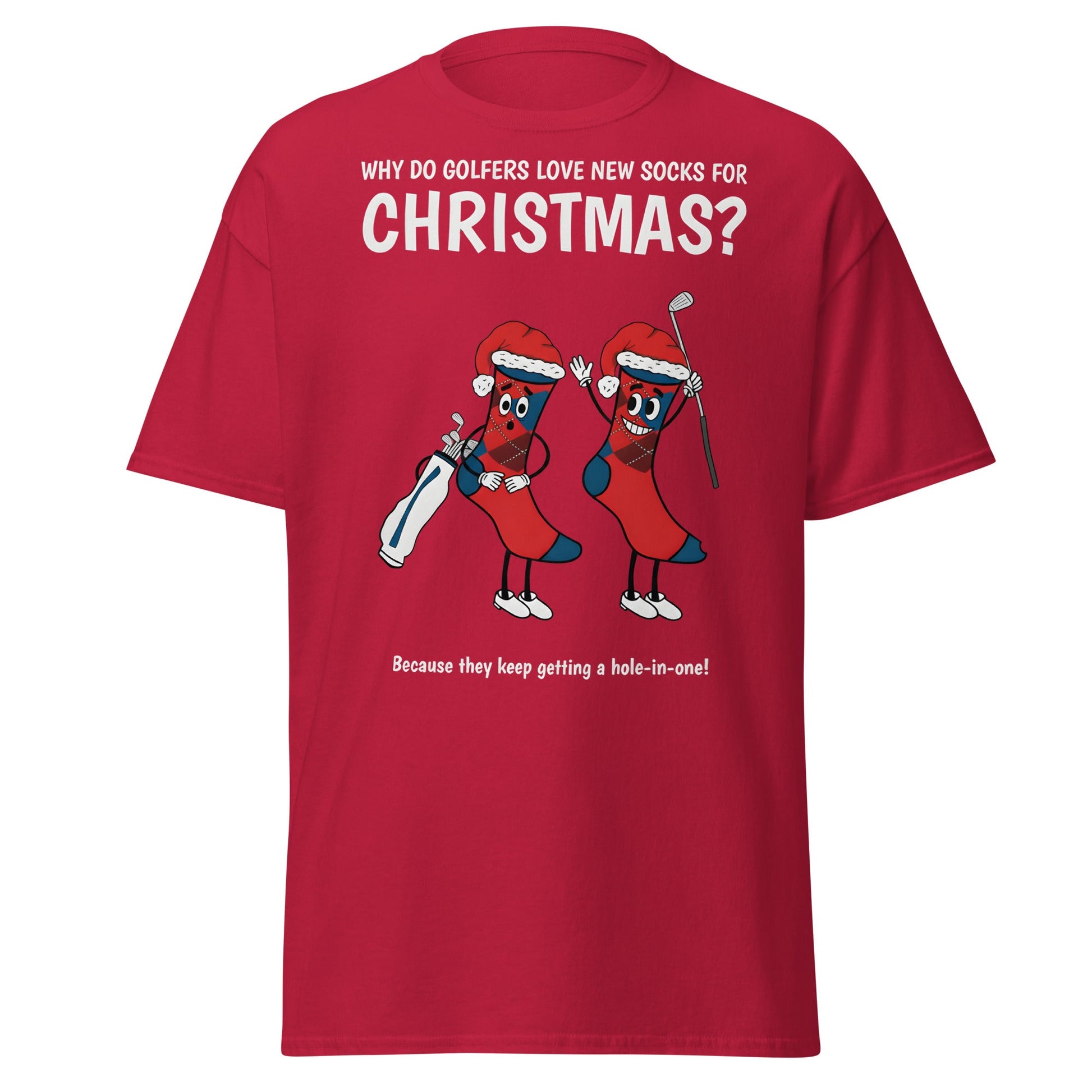 Golfers Love New Socks Christmas T-Shirt | Funny Golf Pun - Cardinal - T-Shirts Online