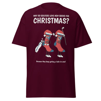 Golfers Love New Socks Christmas T-Shirt | Funny Golf Pun - Maroon - T-Shirts Online