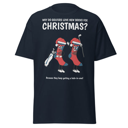 Golfers Love New Socks Christmas T-Shirt | Funny Golf Pun - Navy - T-Shirts Online