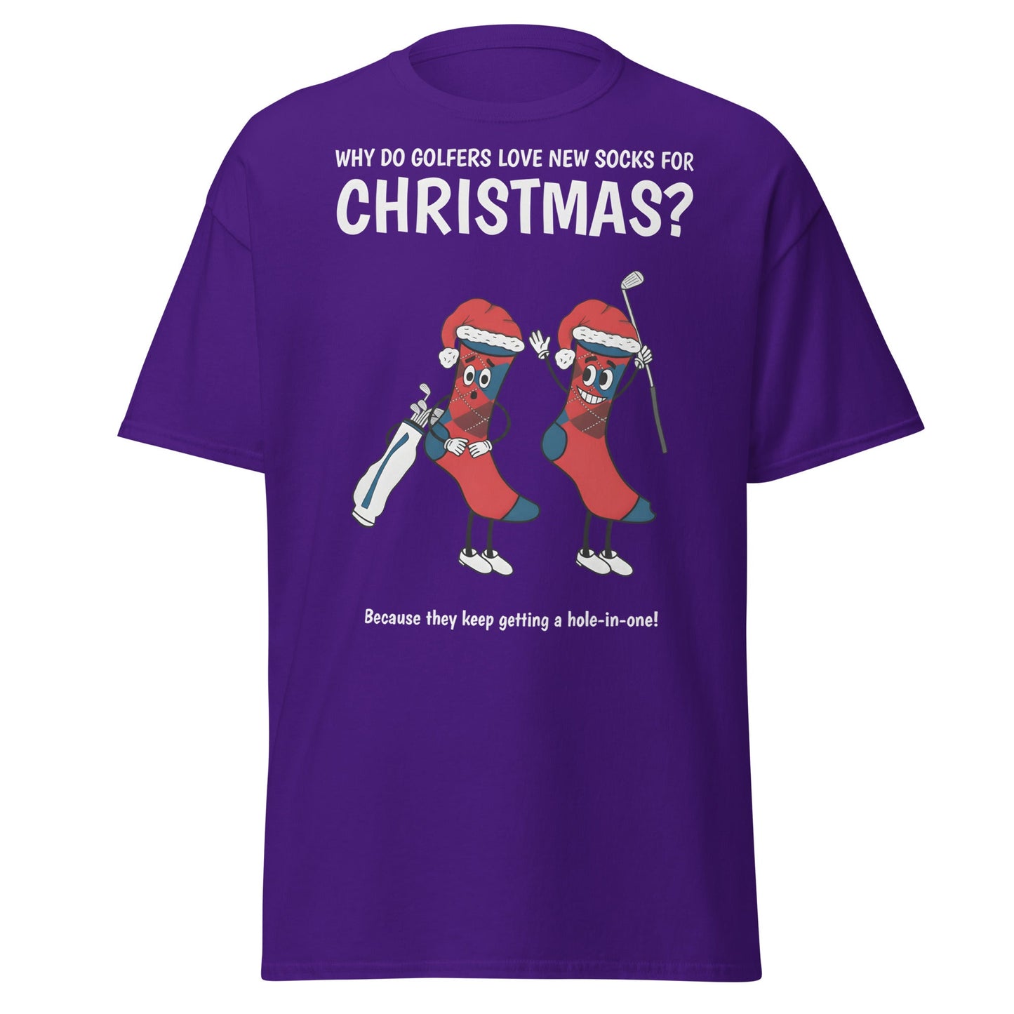 Golfers Love New Socks Christmas T-Shirt | Funny Golf Pun - Purple - T-Shirts Online