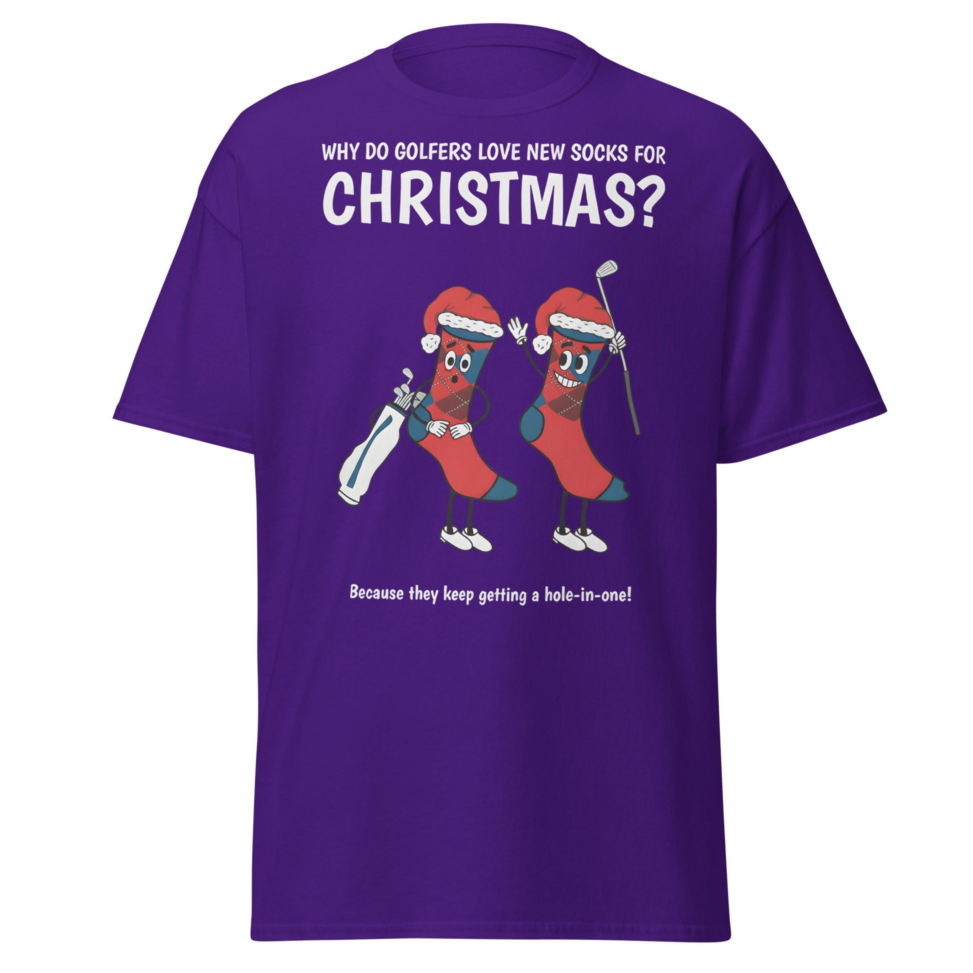 Golfers Love New Socks Christmas T-Shirt | Funny Golf Pun - Purple - T-Shirts Online
