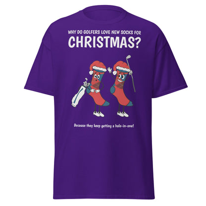 Golfers Love New Socks Christmas T-Shirt | Funny Golf Pun - Purple - T-Shirts Online