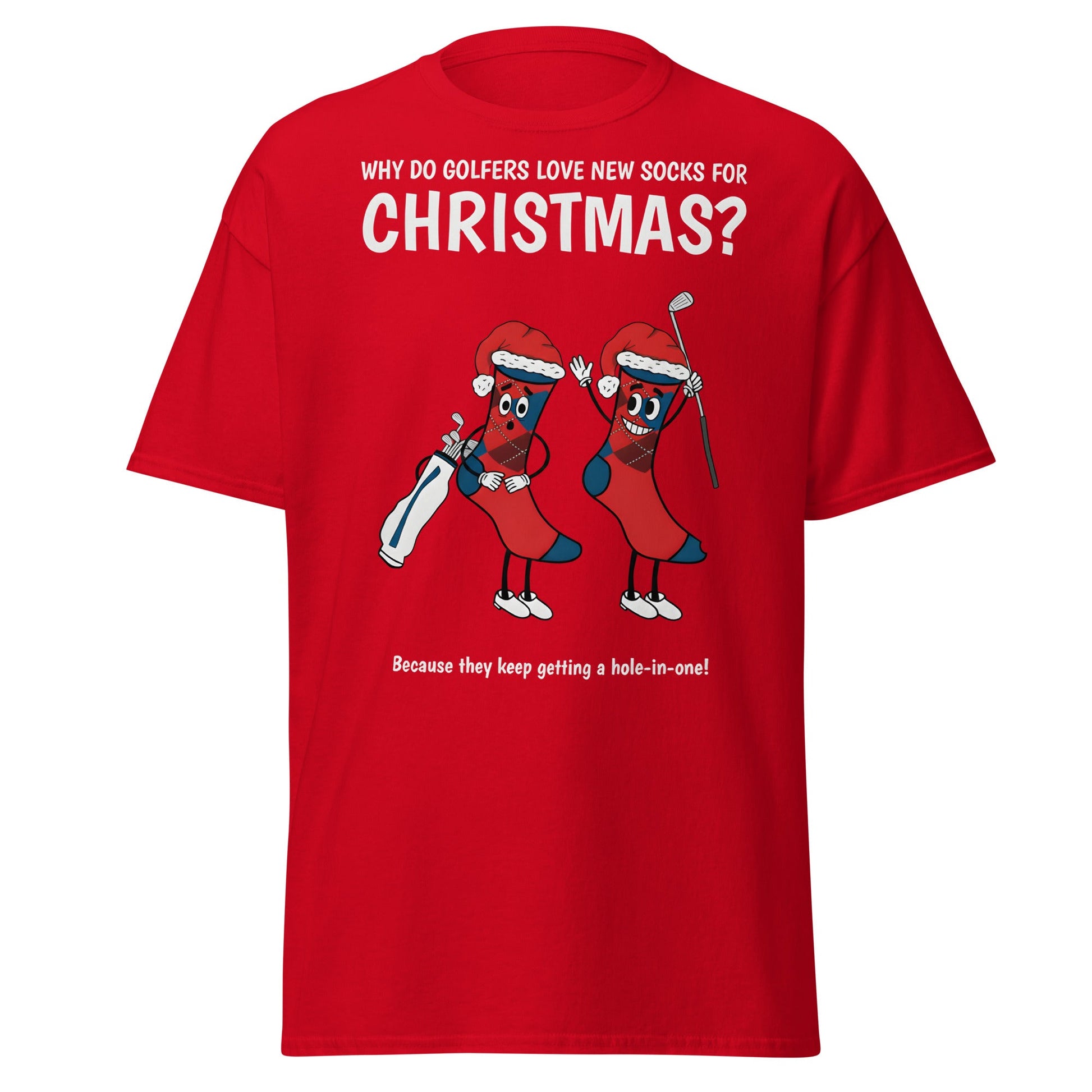Golfers Love New Socks Christmas T-Shirt | Funny Golf Pun - Red - T-Shirts Online