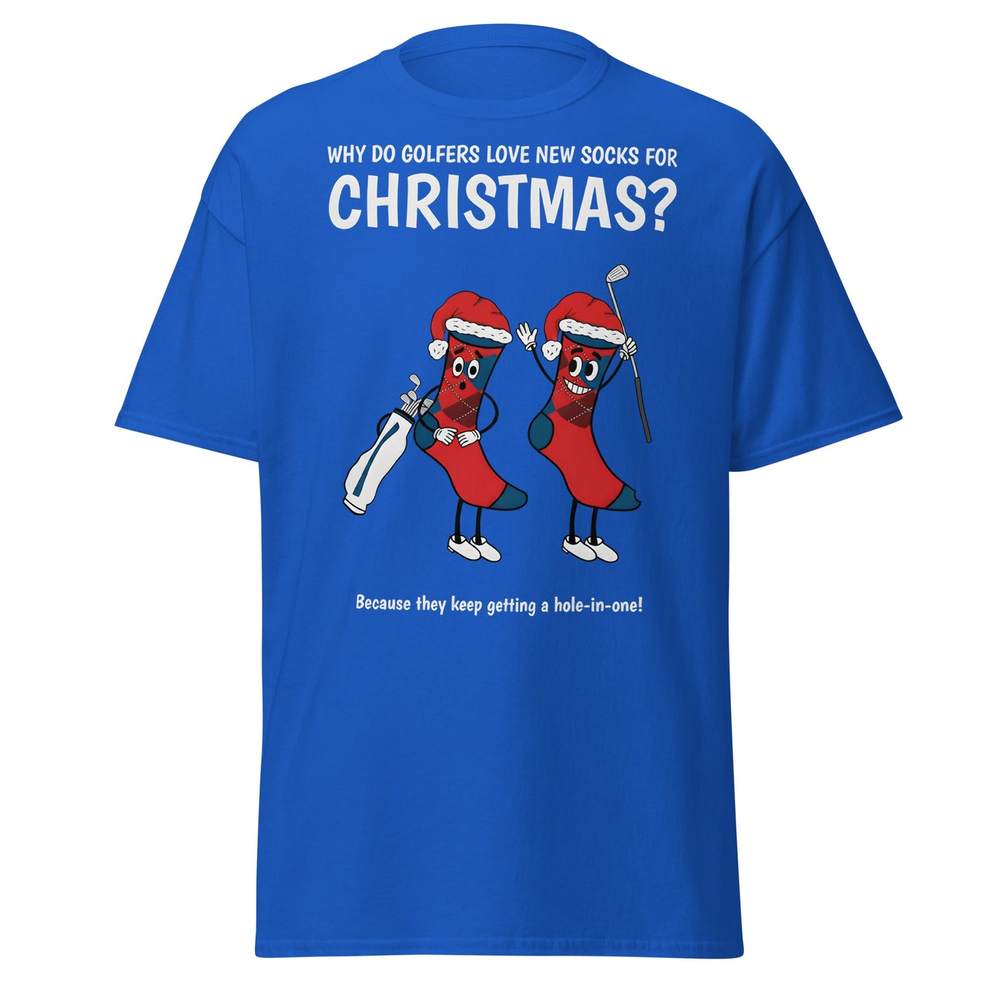 Golfers Love New Socks Christmas T-Shirt | Funny Golf Pun - Royal - T-Shirts Online