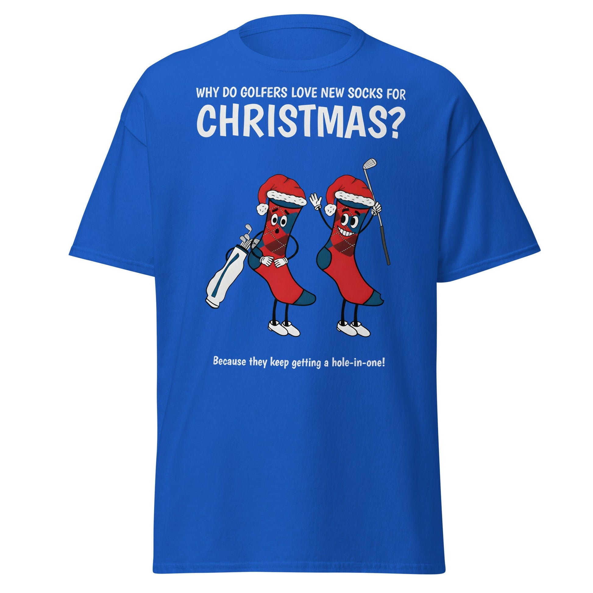 Golfers Love New Socks Christmas T-Shirt | Funny Golf Pun - Royal - T-Shirts Online