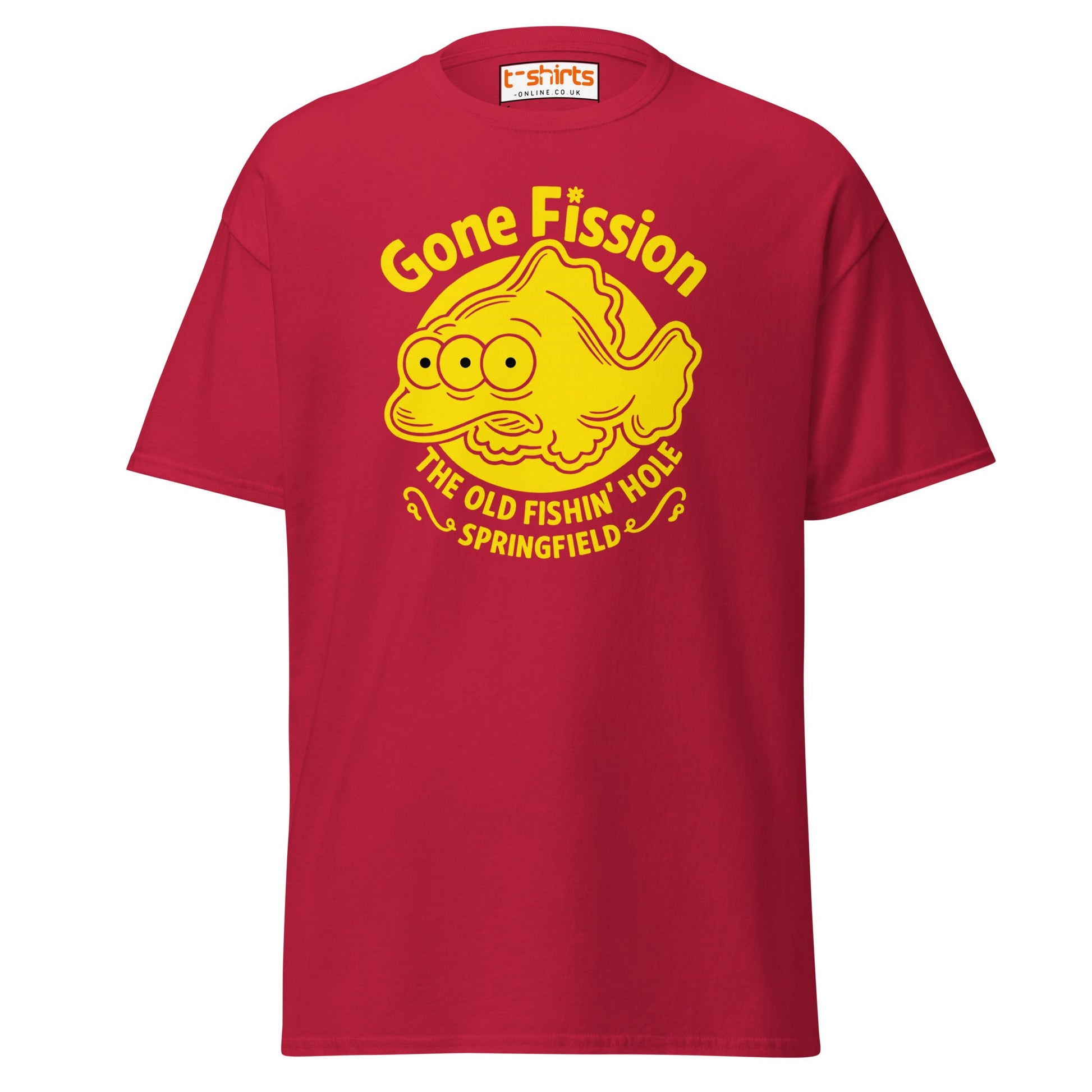 Gone Fission T-Shirt – Three - Eyed Fish Parody Tee - Cardinal - T-Shirts Online