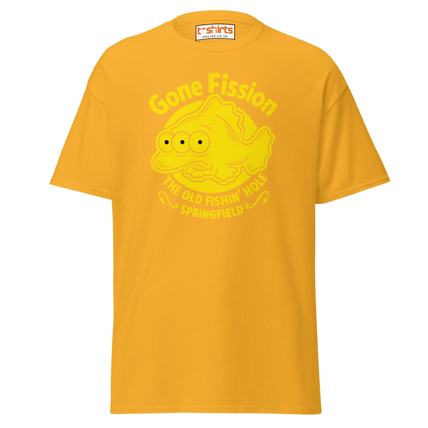 Gone Fission T-Shirt – Three - Eyed Fish Parody Tee - Gold - T-Shirts Online