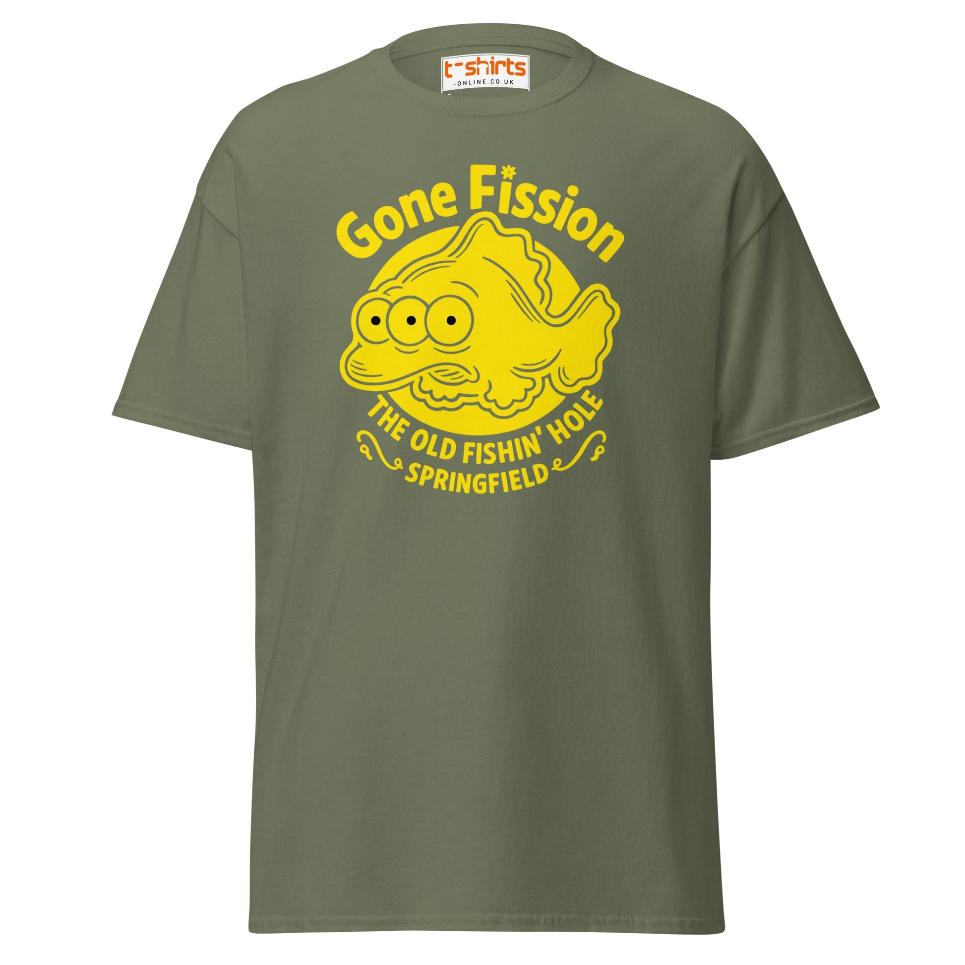Gone Fission T-Shirt – Three - Eyed Fish Parody Tee - Military Green - T-Shirts Online