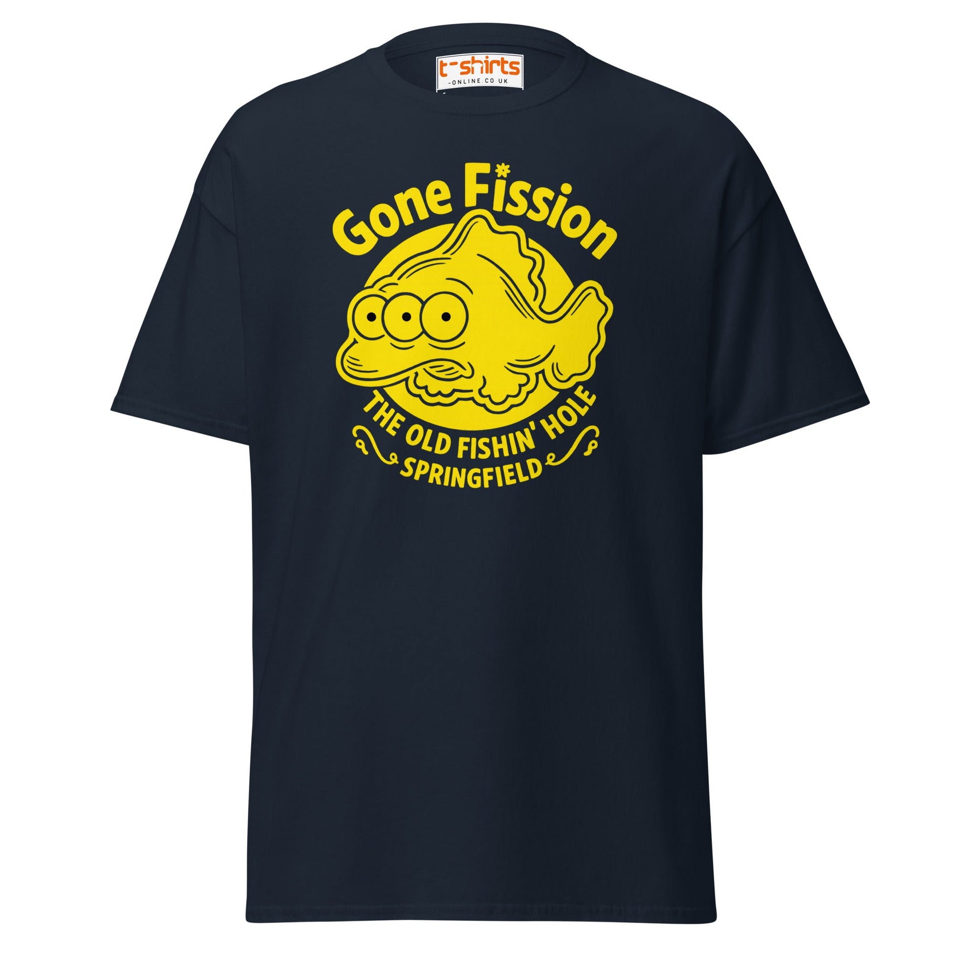 Gone Fission T-Shirt – Three - Eyed Fish Parody Tee - Navy - T-Shirts Online