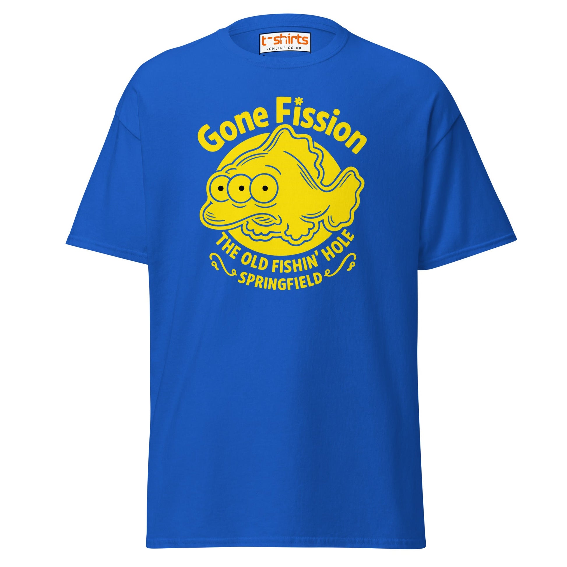 Gone Fission T-Shirt – Three - Eyed Fish Parody Tee - Royal - T-Shirts Online