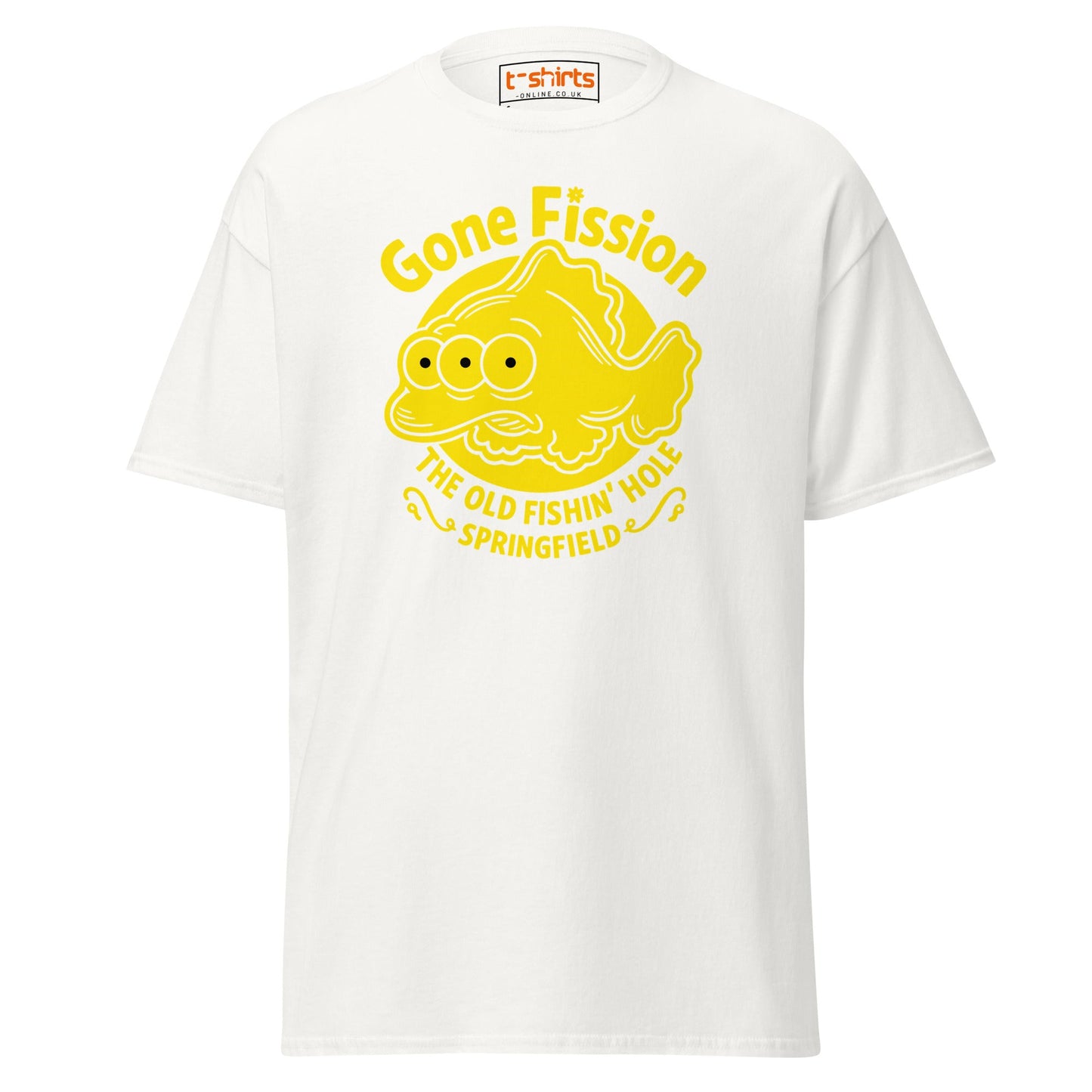 Gone Fission T-Shirt – Three - Eyed Fish Parody Tee - White - T-Shirts Online