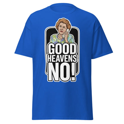 Good Heavens No! T-Shirt – Funny Retro British Comedy Tee - Royal - T-Shirts Online