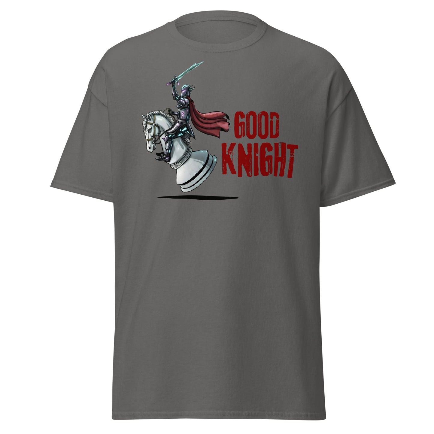Good Knight Chess T-Shirt | Funny Pun Fantasy Gamer Tee - Charcoal - T-Shirts Online