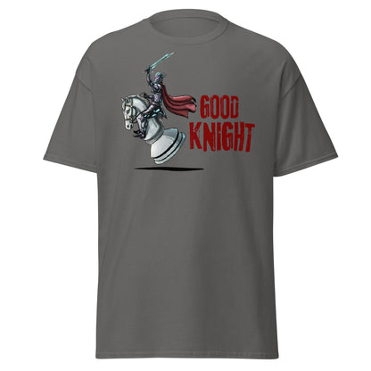 Good Knight Chess T-Shirt | Funny Pun Fantasy Gamer Tee - Charcoal - T-Shirts Online