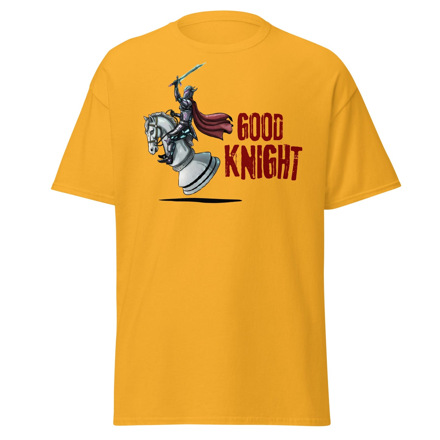 Good Knight Chess T-Shirt | Funny Pun Fantasy Gamer Tee - Gold - T-Shirts Online