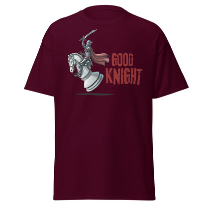Good Knight Chess T-Shirt | Funny Pun Fantasy Gamer Tee - Maroon - T-Shirts Online