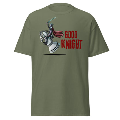 Good Knight Chess T-Shirt | Funny Pun Fantasy Gamer Tee - Military Green - T-Shirts Online