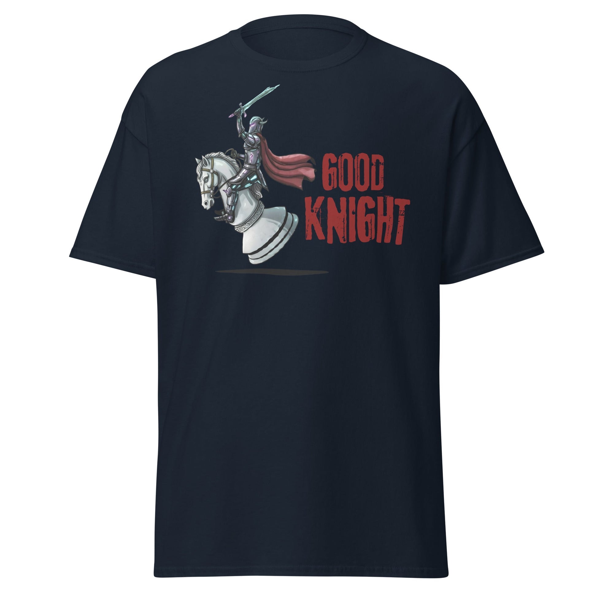Good Knight Chess T-Shirt | Funny Pun Fantasy Gamer Tee - Navy - T-Shirts Online