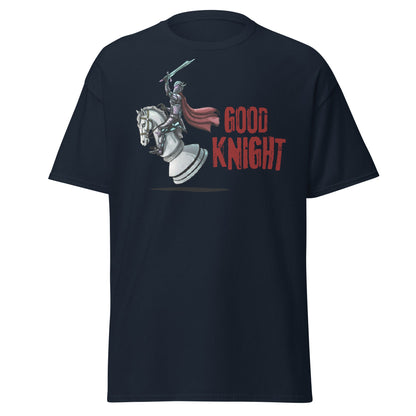 Good Knight Chess T-Shirt | Funny Pun Fantasy Gamer Tee - Navy - T-Shirts Online