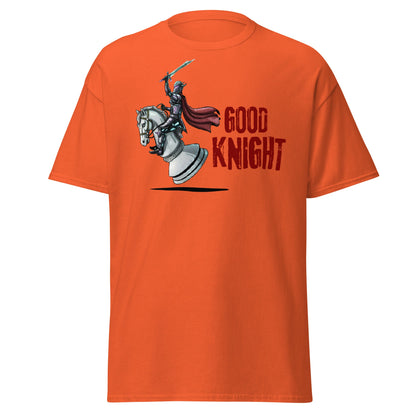 Good Knight Chess T-Shirt | Funny Pun Fantasy Gamer Tee - Orange - T-Shirts Online