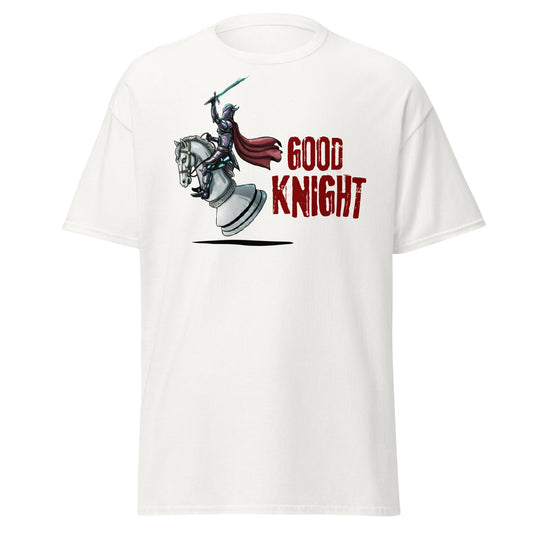 Good Knight Chess T-Shirt | Funny Pun Fantasy Gamer Tee - White - T-Shirts Online