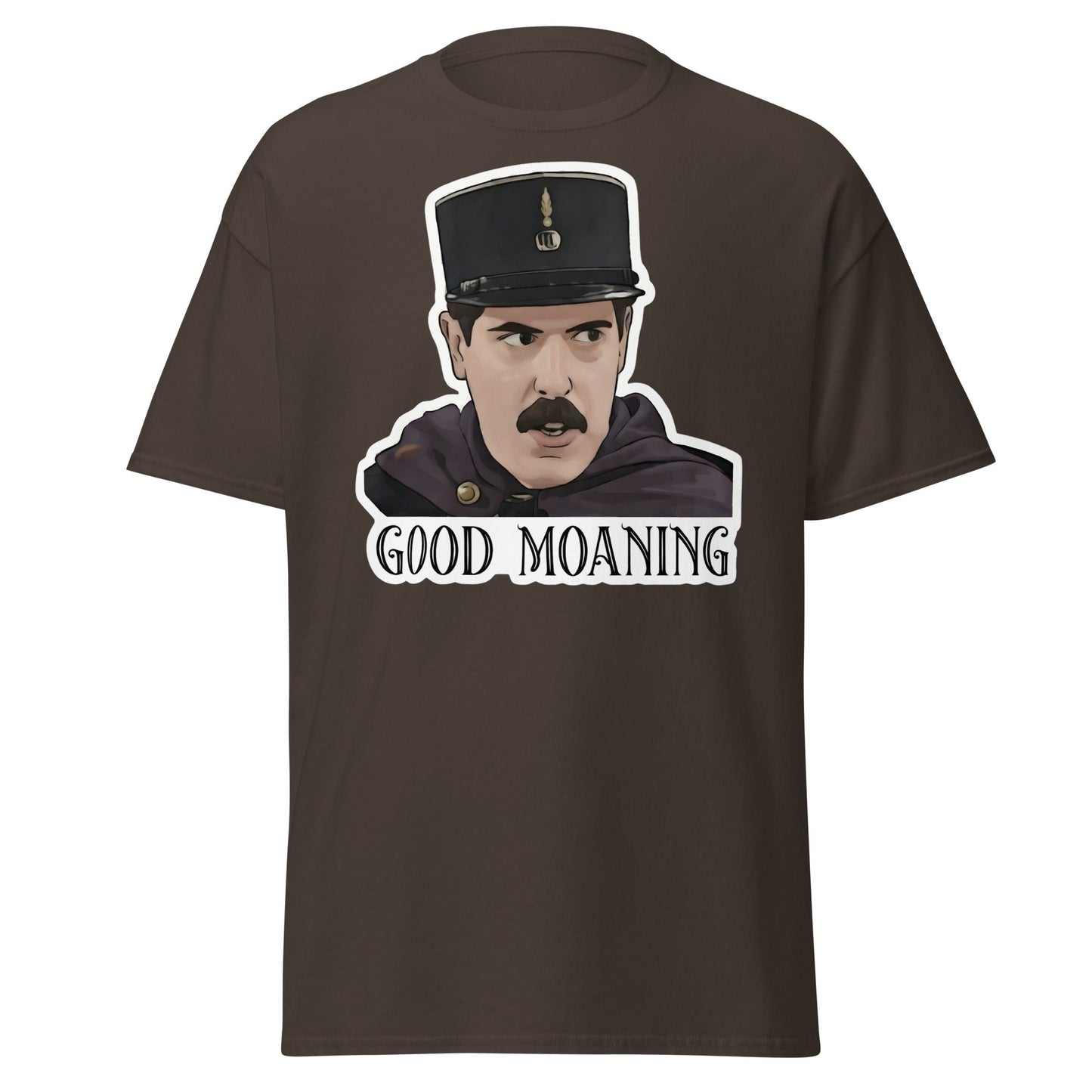 Good Moaning Officer Crabtree T-Shirt | Funny Sitcom Tee - Dark Chocolate - T-Shirts Online