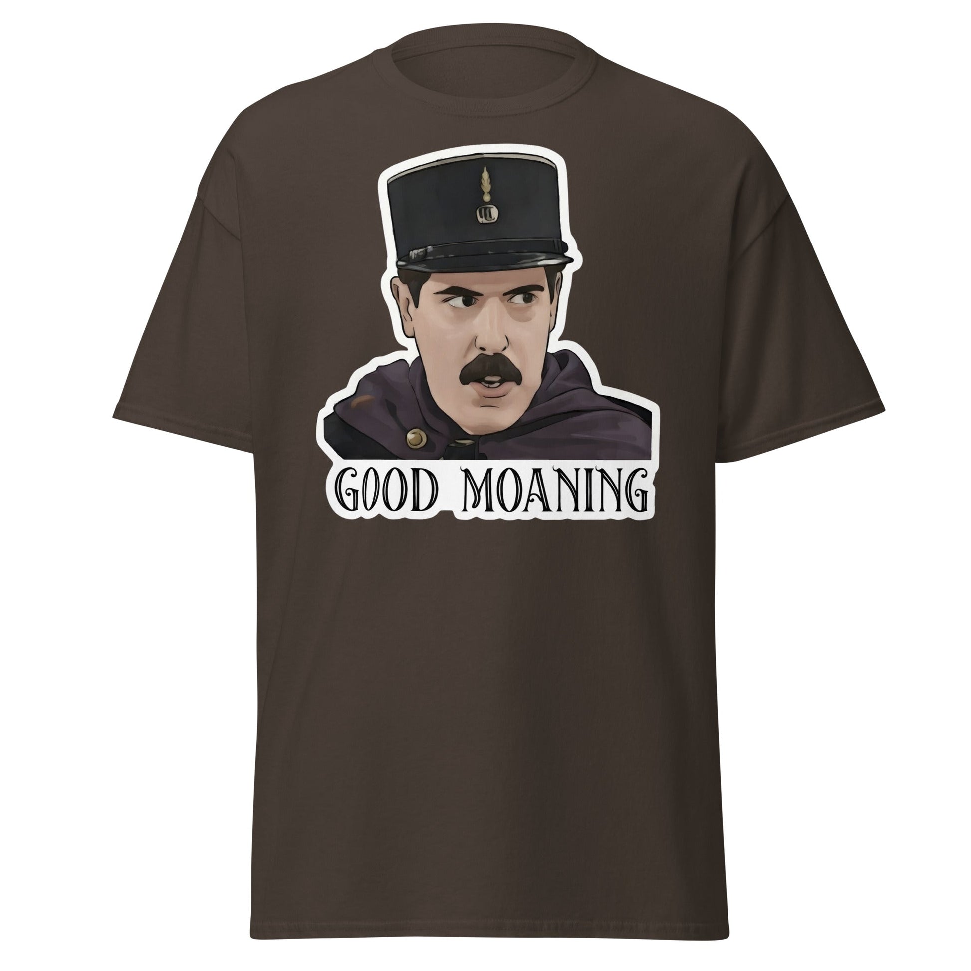 Good Moaning Officer Crabtree T-Shirt | Funny Sitcom Tee - Dark Chocolate - T-Shirts Online
