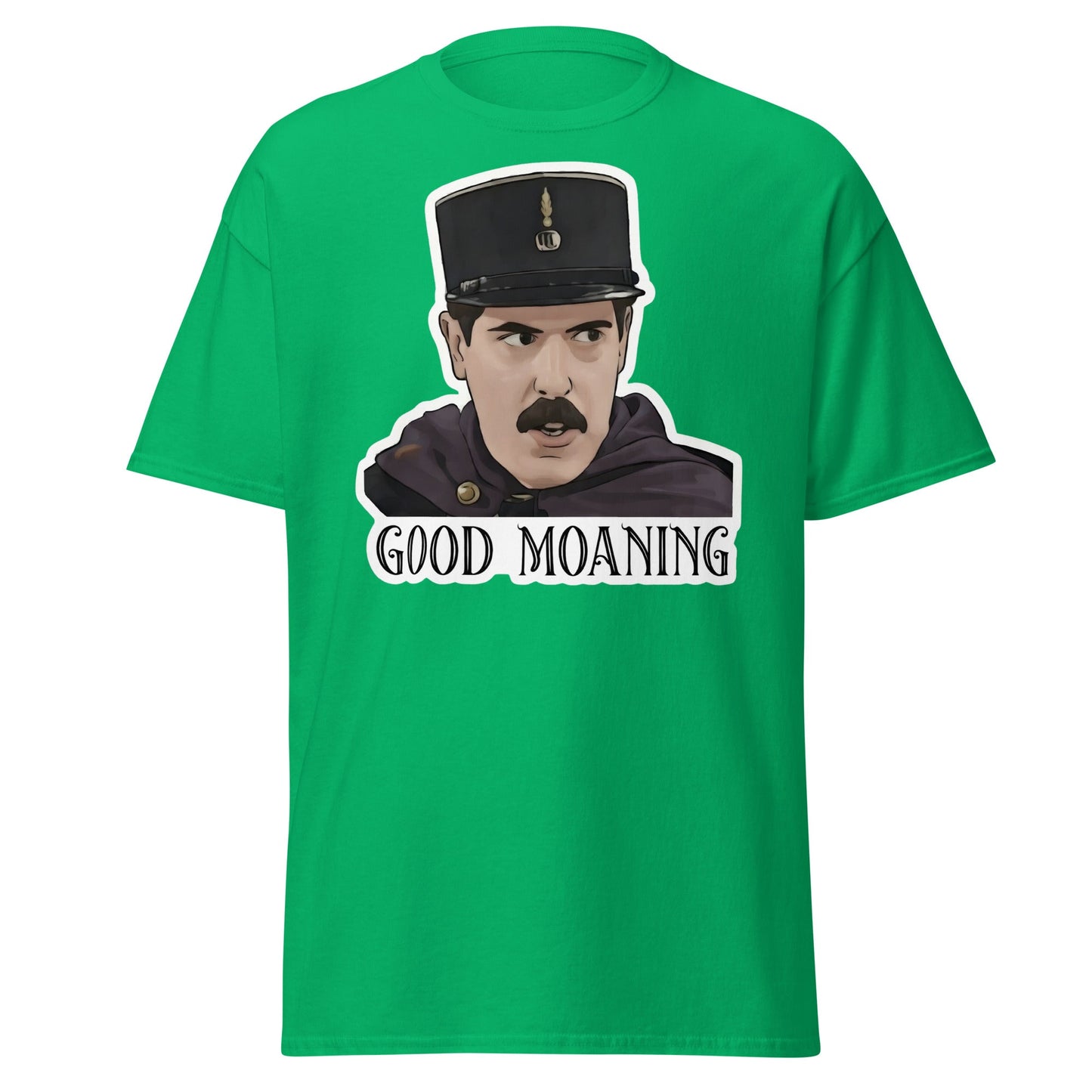 Good Moaning Officer Crabtree T-Shirt | Funny Sitcom Tee - Irish Green - T-Shirts Online