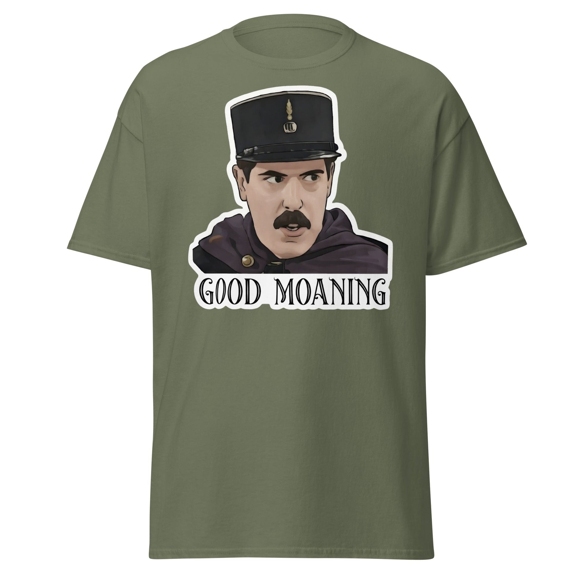 Good Moaning Officer Crabtree T-Shirt | Funny Sitcom Tee - Military Green - T-Shirts Online