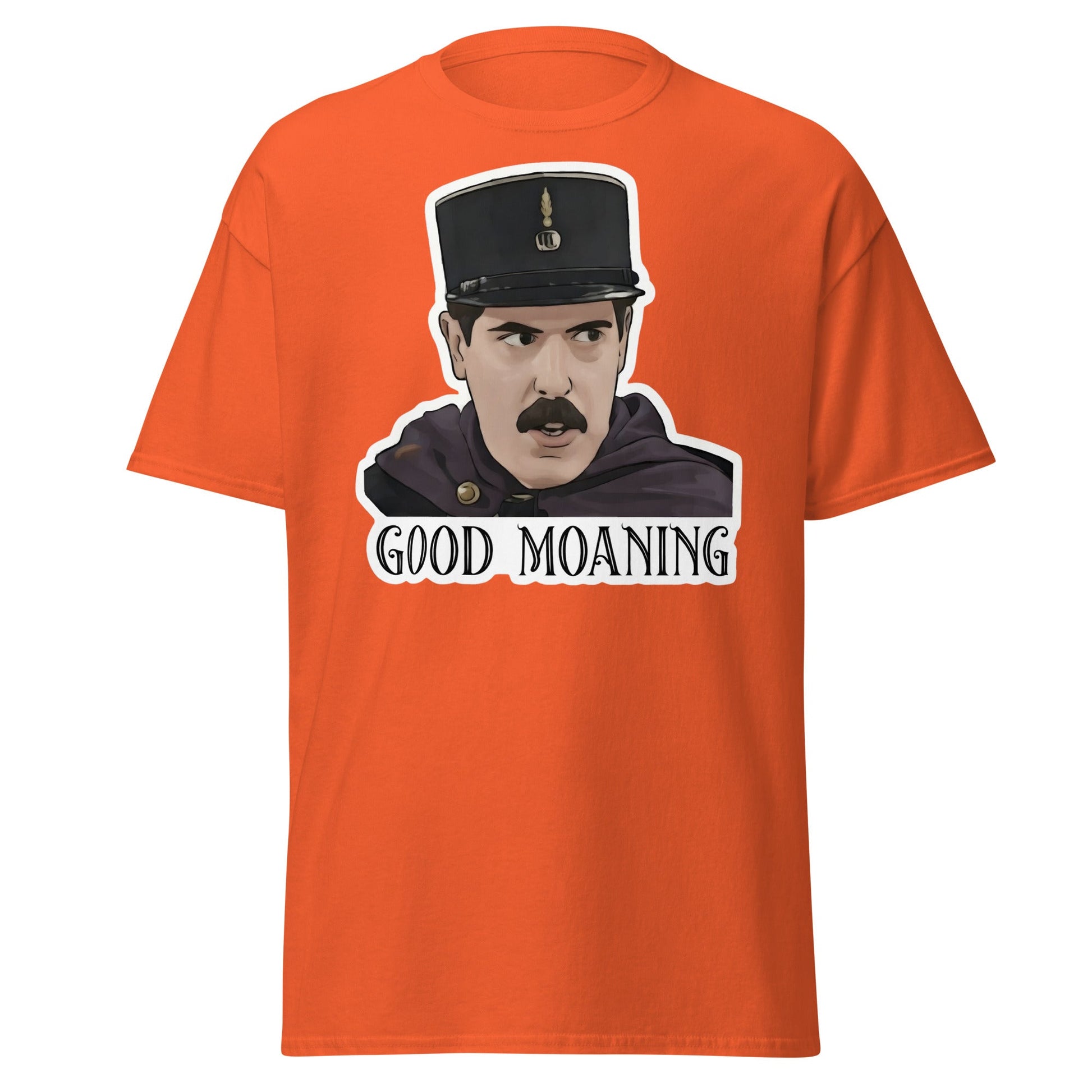 Good Moaning Officer Crabtree T-Shirt | Funny Sitcom Tee - Orange - T-Shirts Online