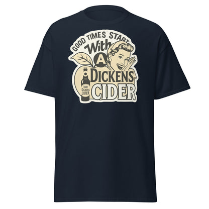 Good Times Start With A Dickens Cider T-Shirt | Funny Pun - Navy - T-Shirts Online