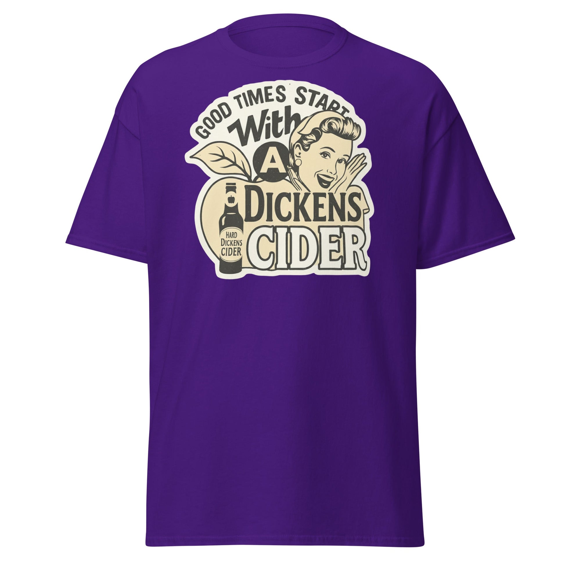 Good Times Start With A Dickens Cider T-Shirt | Funny Pun - Purple - T-Shirts Online