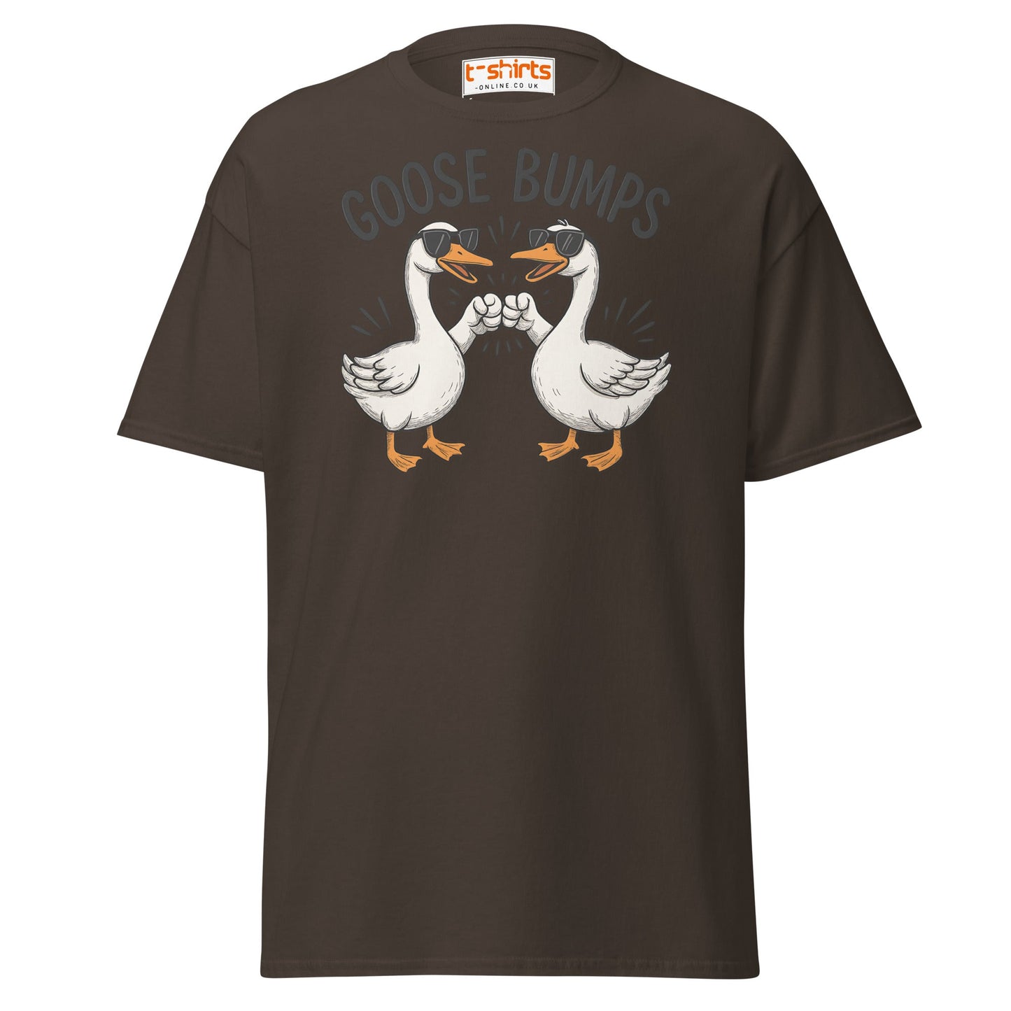 Goose Bumps Funny Goose Fist Bump T-Shirt - Dark Chocolate - T-Shirts Online