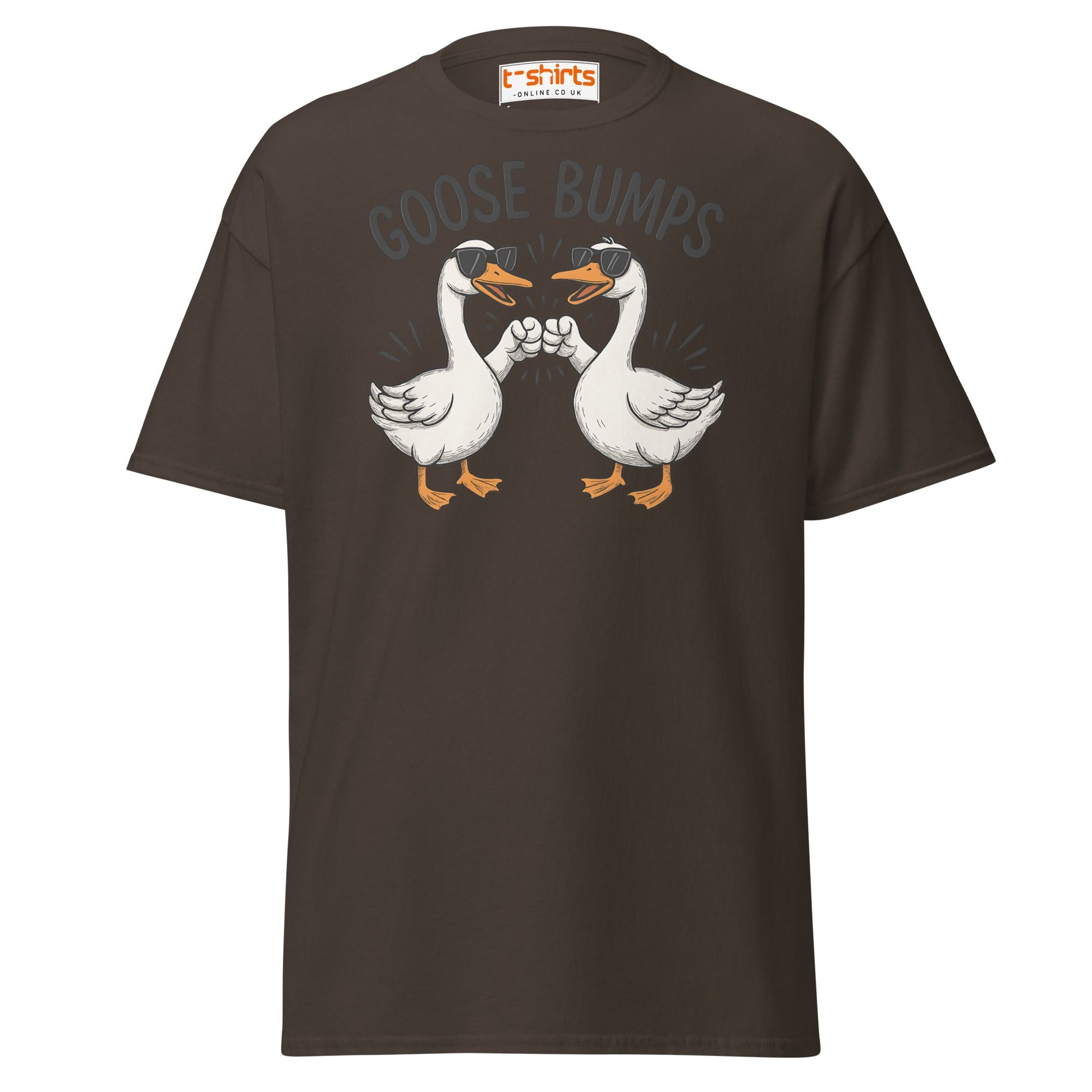 Goose Bumps Funny Goose Fist Bump T-Shirt - Dark Chocolate - T-Shirts Online