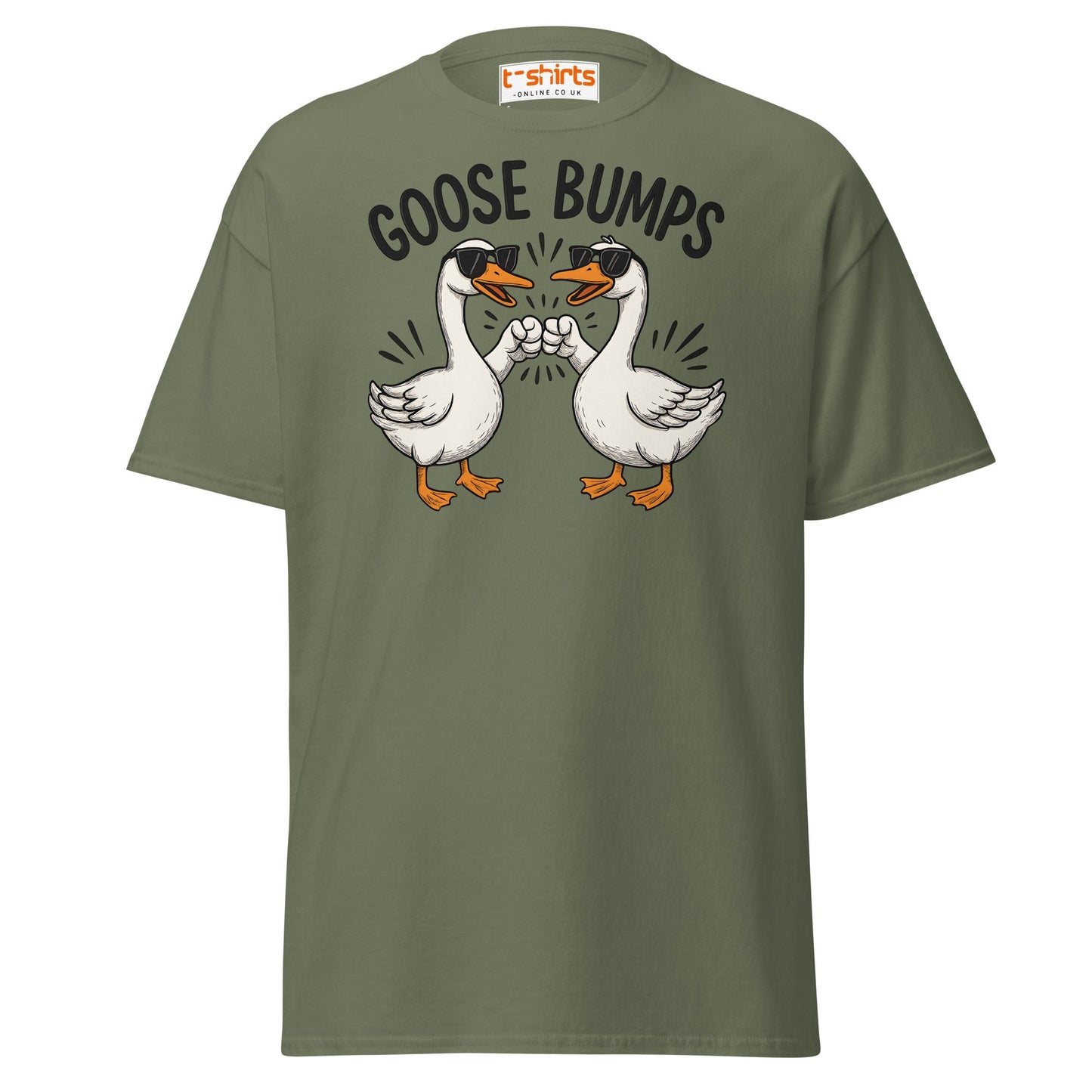 Goose Bumps Funny Goose Fist Bump T-Shirt - Military Green - T-Shirts Online