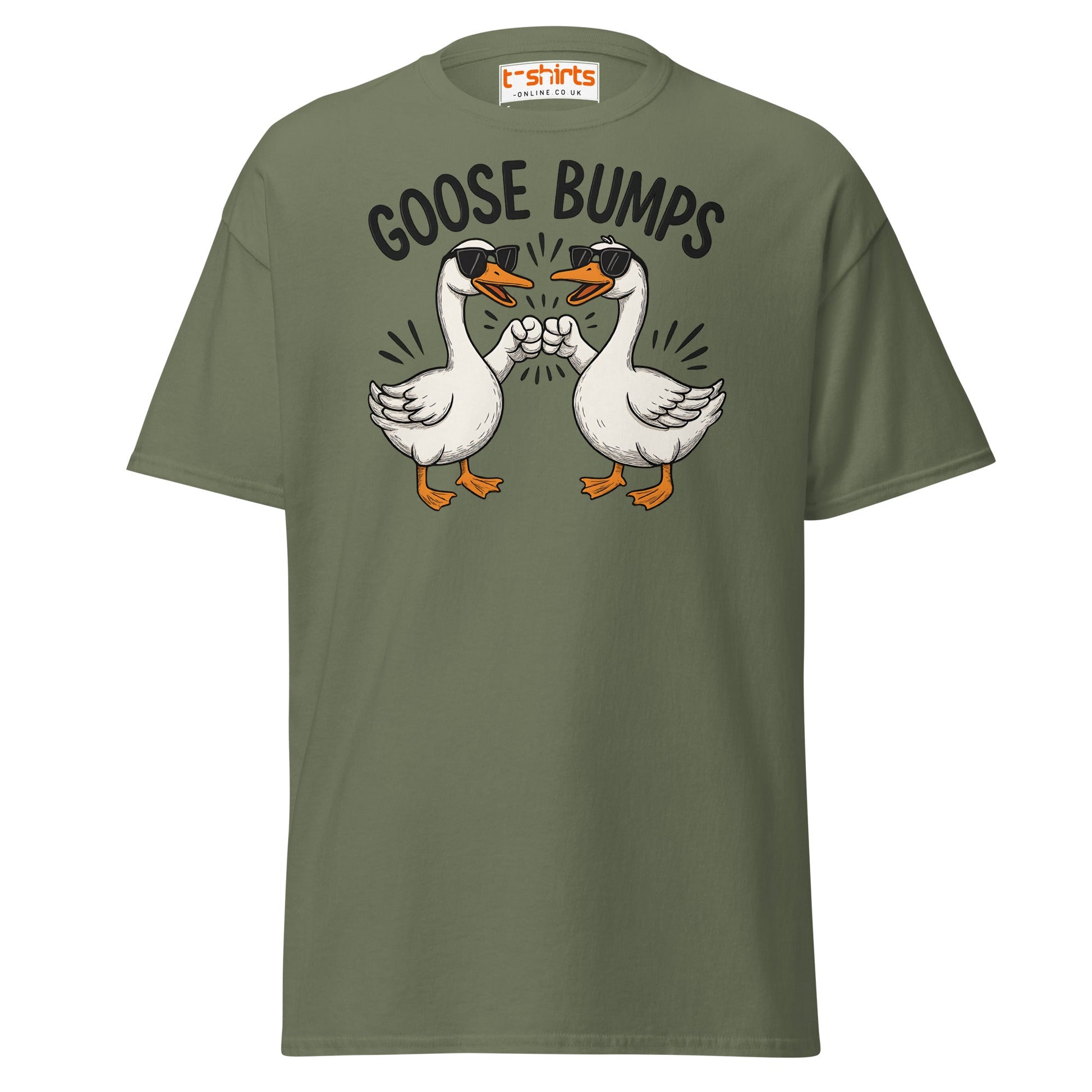 Goose Bumps Funny Goose Fist Bump T-Shirt - Military Green - T-Shirts Online