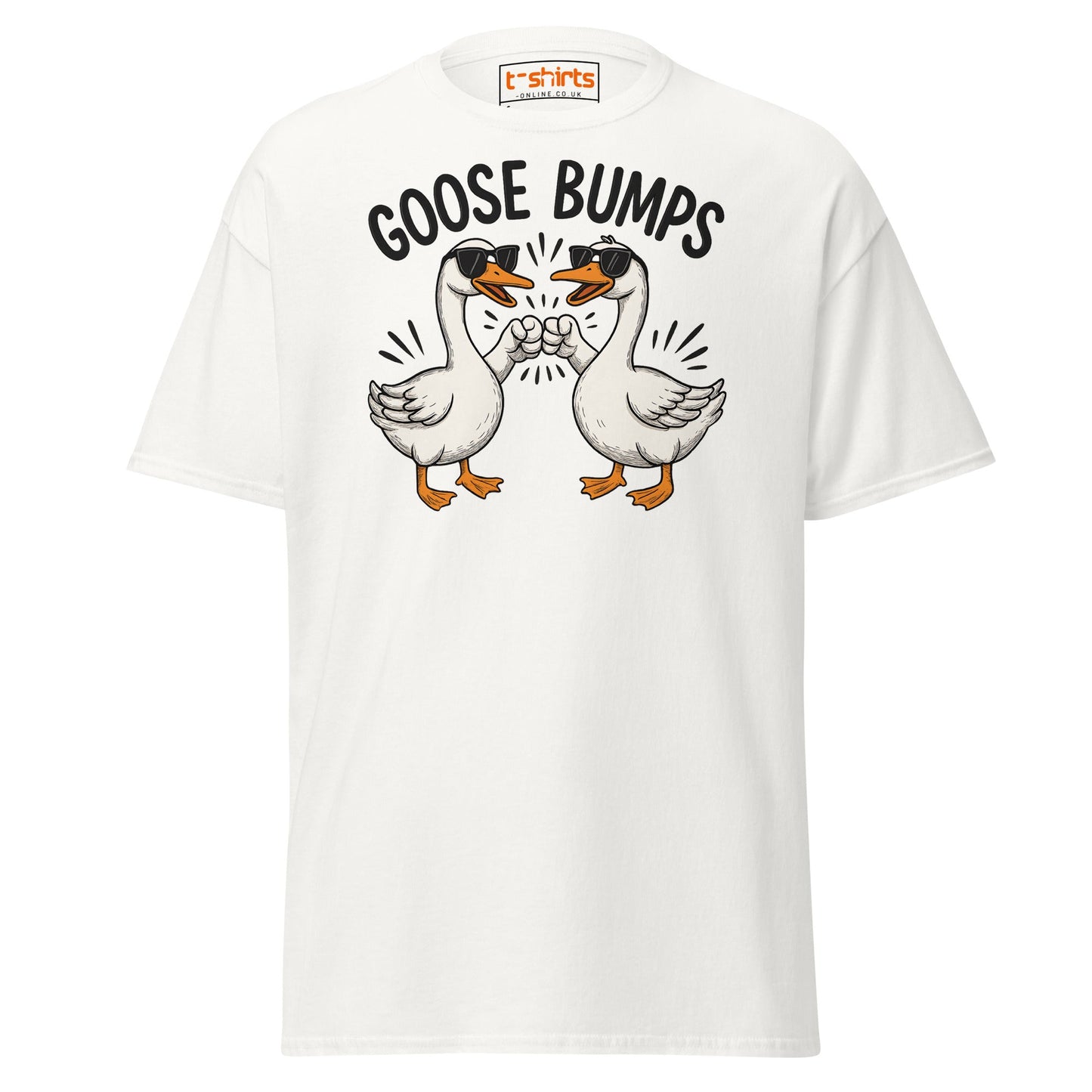 Goose Bumps Funny Goose Fist Bump T-Shirt - White - T-Shirts Online