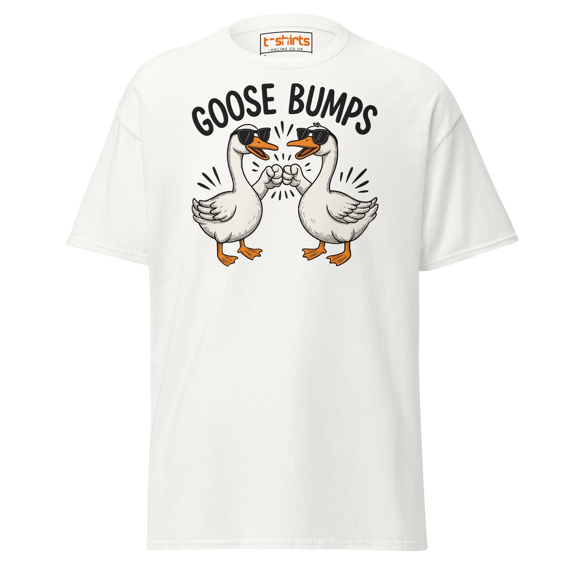 Goose Bumps Funny Goose Fist Bump T-Shirt - White - T-Shirts Online