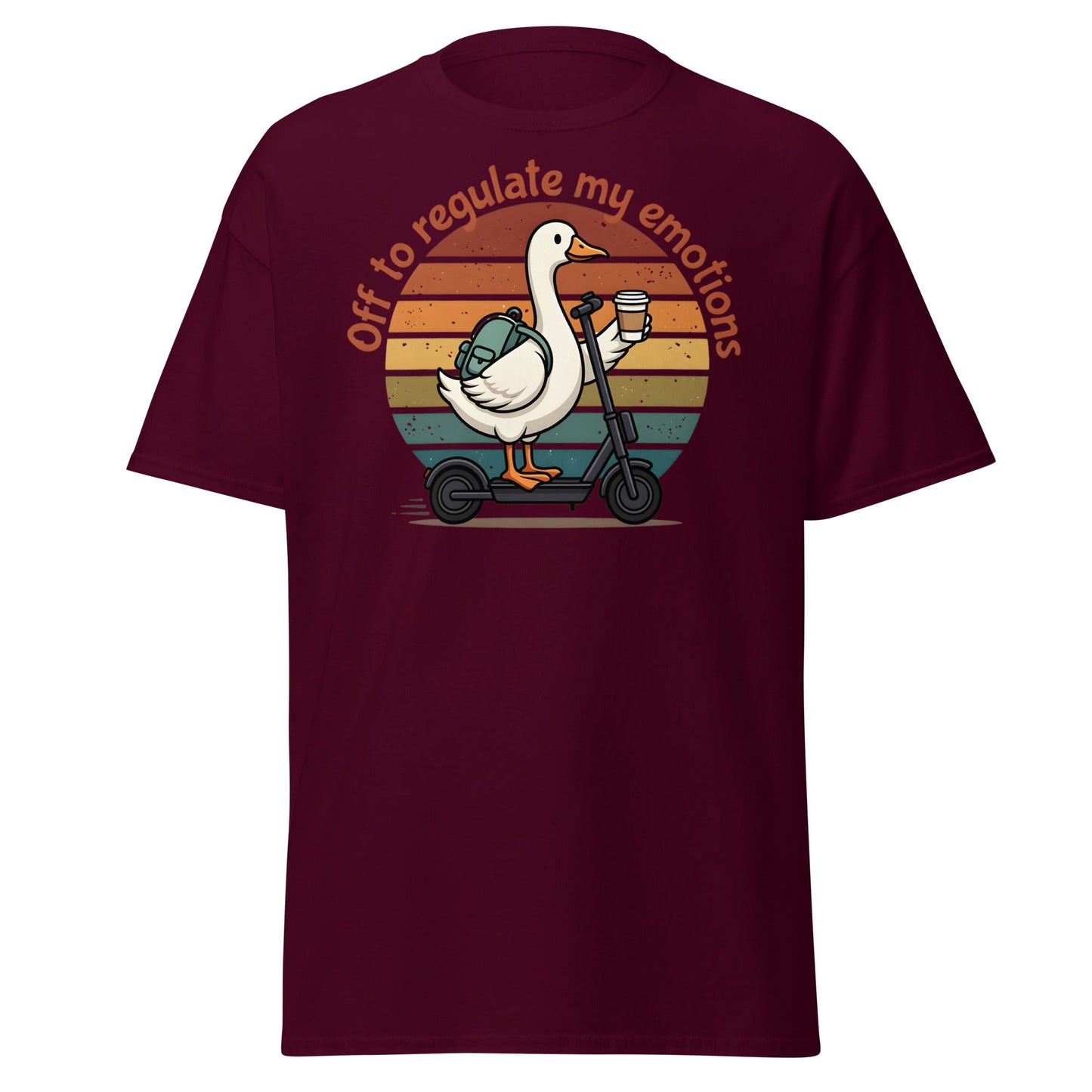 Goose Regulate My Emotions T-Shirt | Funny Scooter Tee - Maroon - T-Shirts Online