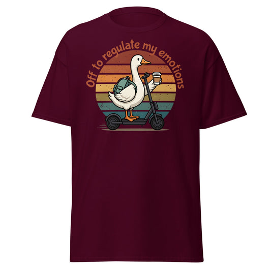 Goose Regulate My Emotions T-Shirt | Funny Scooter Tee - Maroon - T-Shirts Online