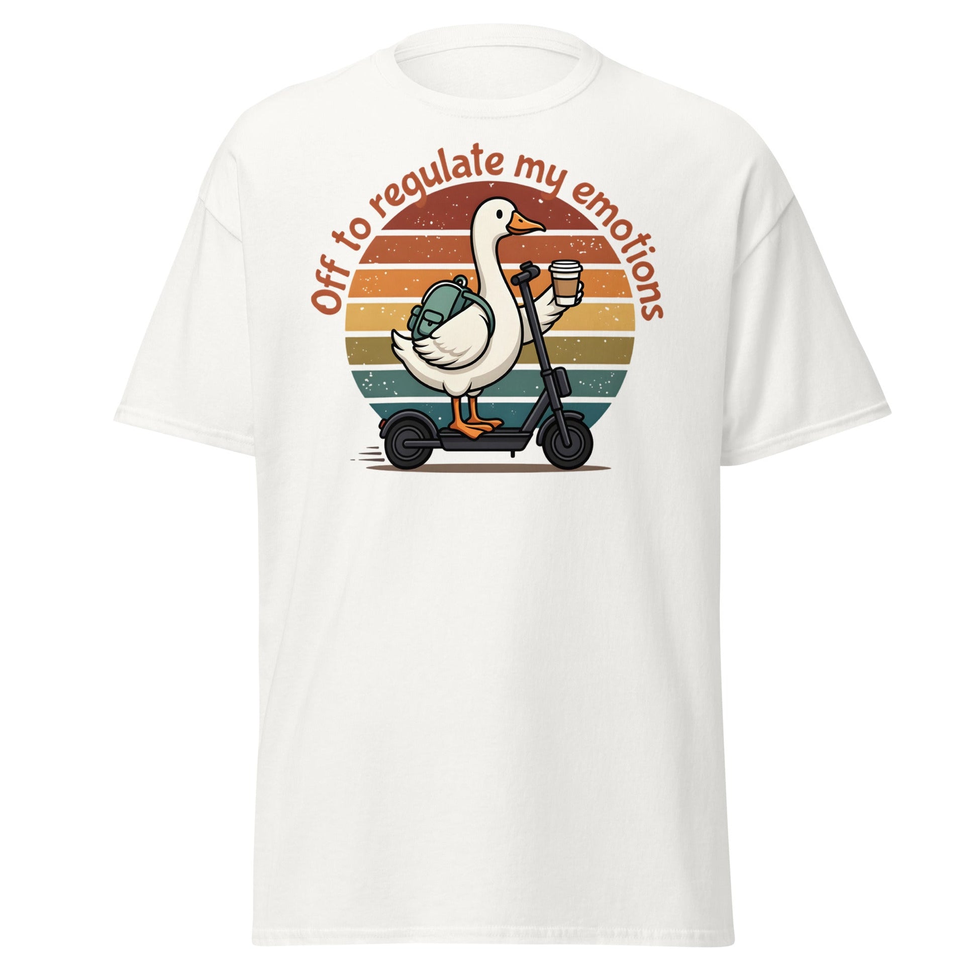 Goose Regulate My Emotions T-Shirt | Funny Scooter Tee - White - T-Shirts Online