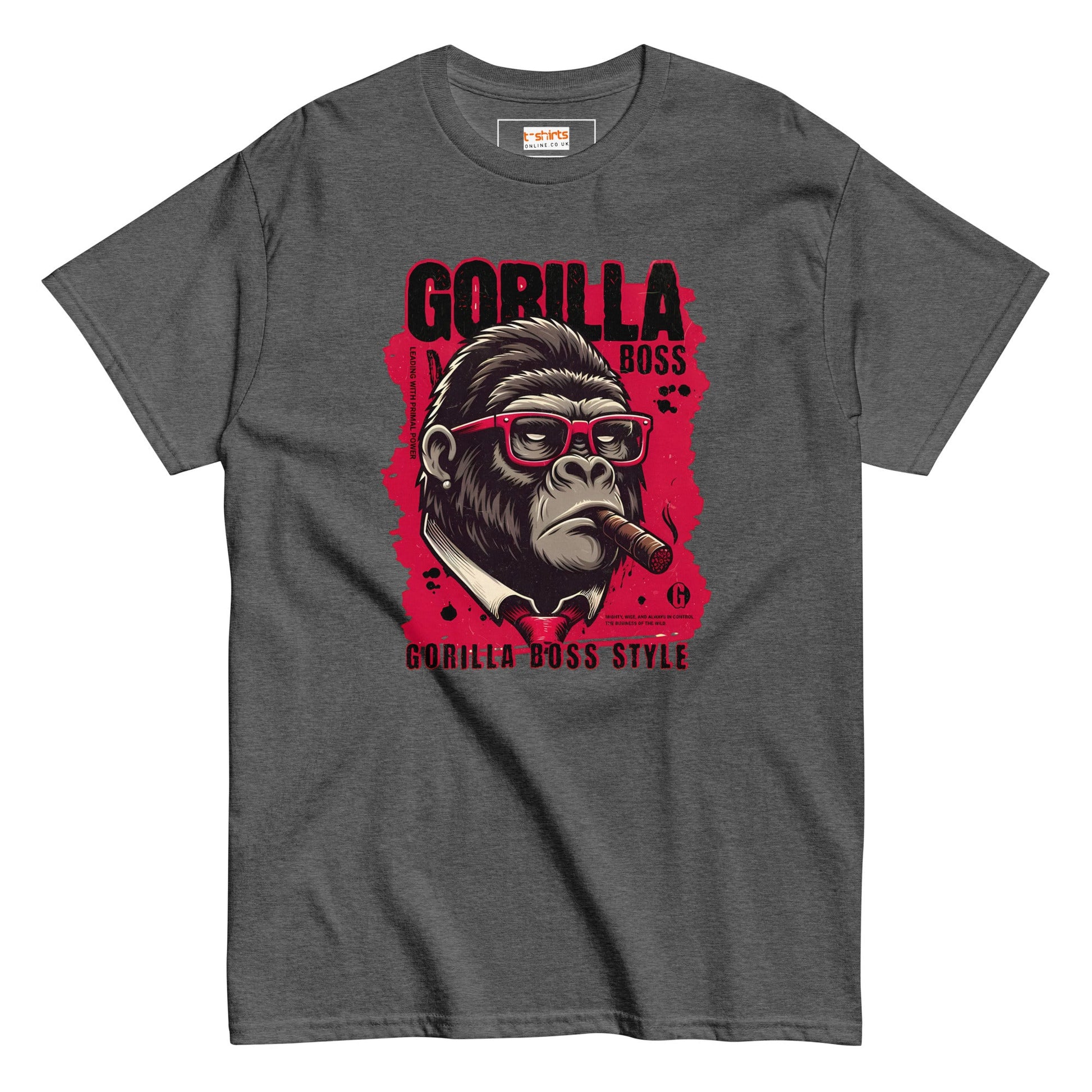 Gorilla Boss T-Shirt | Graphic Tee - Dark Heather - T-Shirts Online