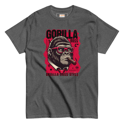 Gorilla Boss T-Shirt | Graphic Tee - Dark Heather - T-Shirts Online