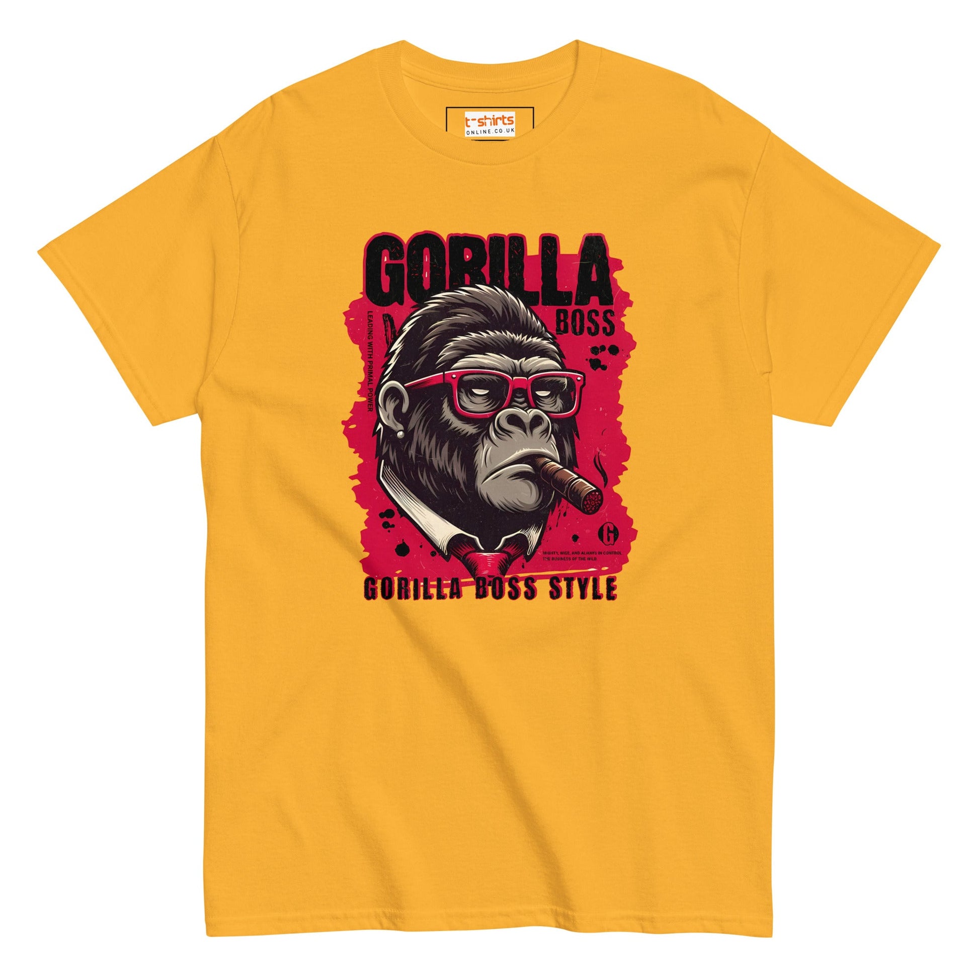 Gorilla Boss T-Shirt | Graphic Tee - Gold - T-Shirts Online