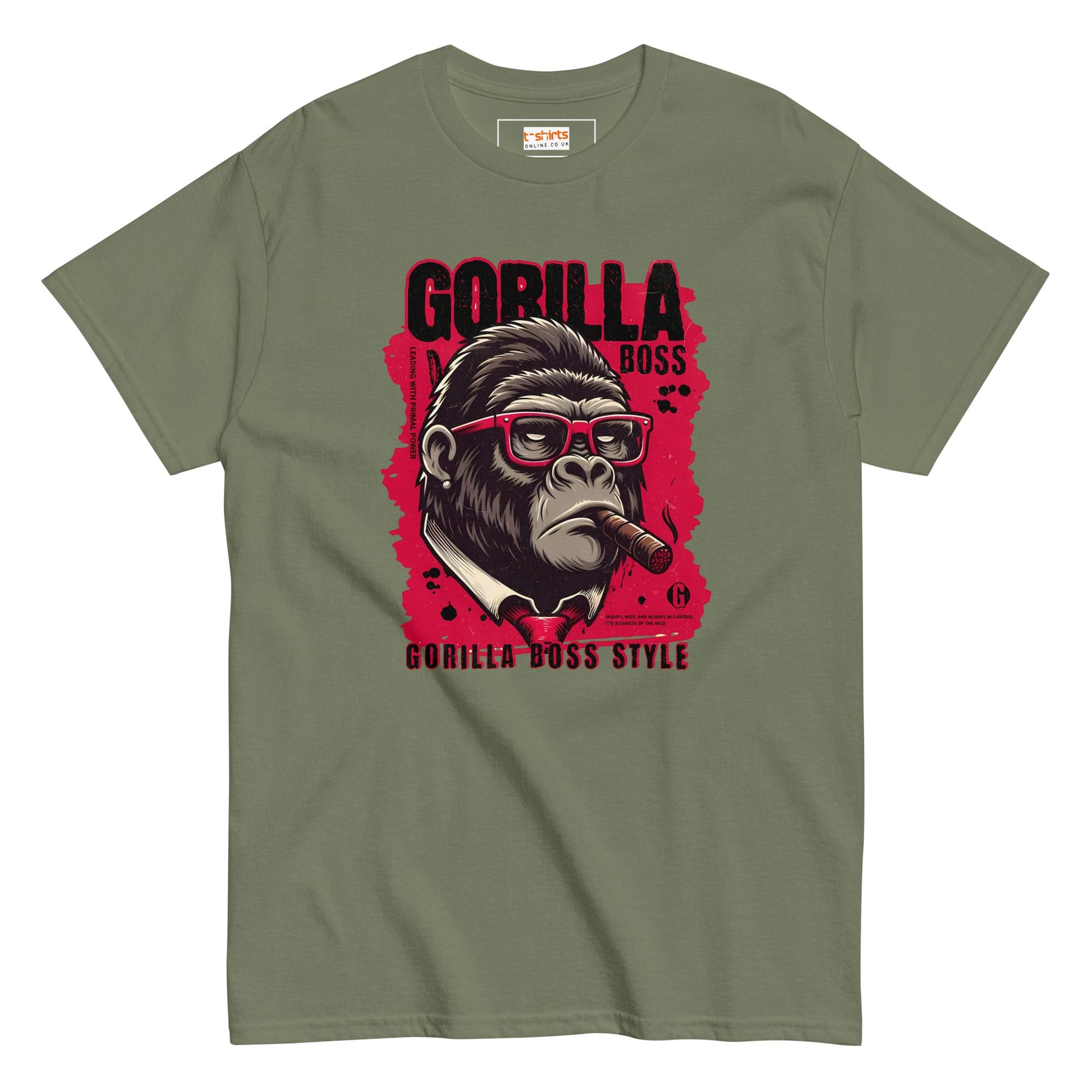 Gorilla Boss T-Shirt | Graphic Tee - Military Green - T-Shirts Online