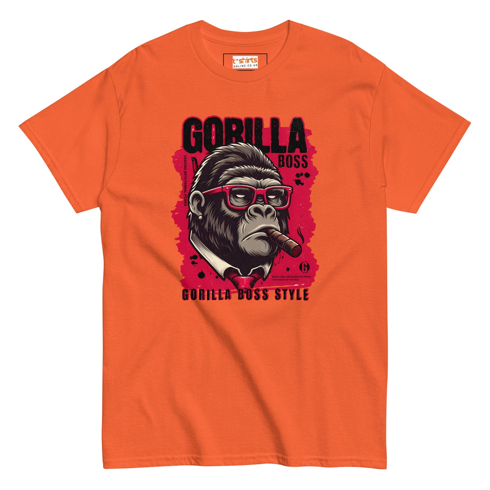 Gorilla Boss T-Shirt | Graphic Tee - Orange - T-Shirts Online