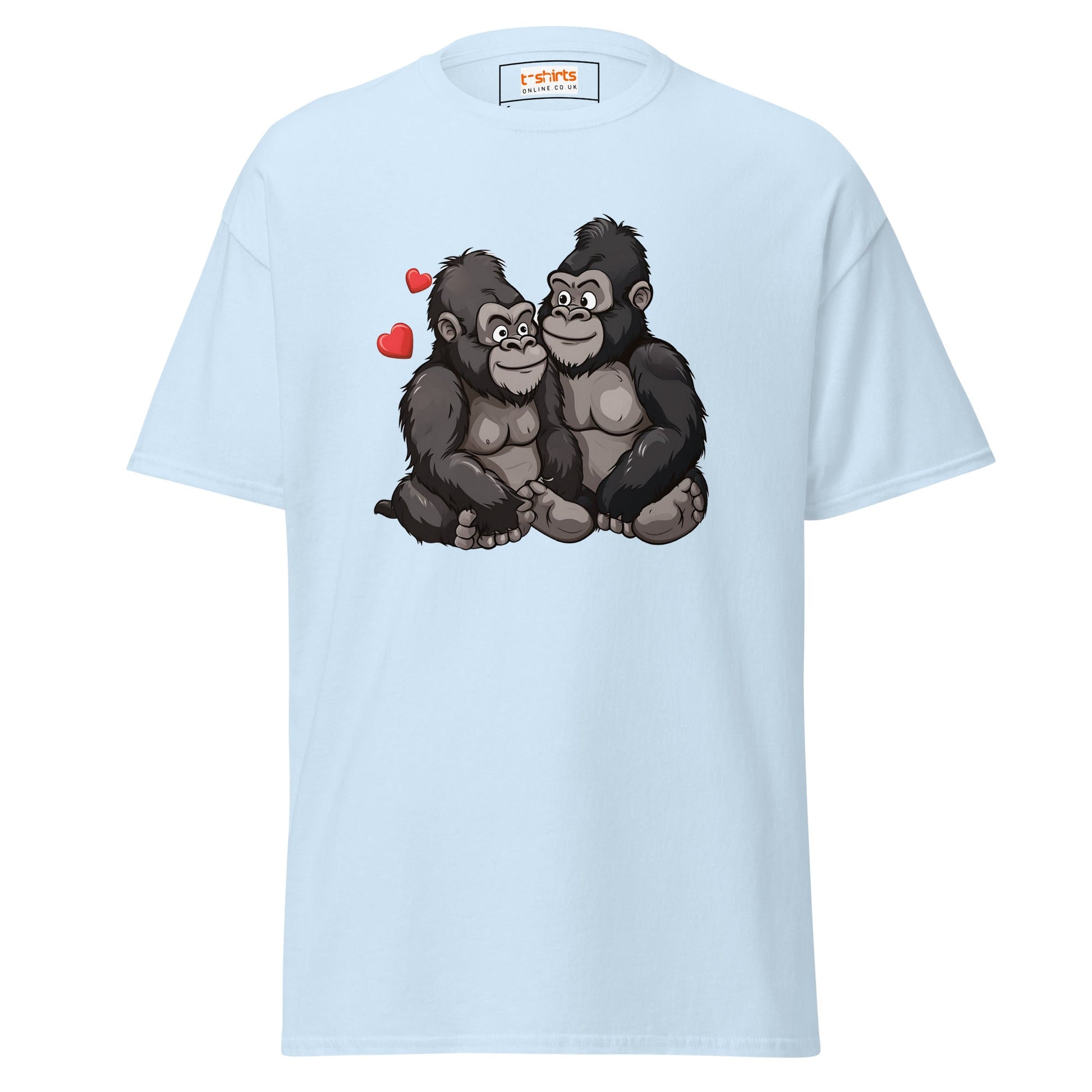 Gorilla Couple | Gorilla T-Shirt - Light Blue - T-Shirts Online