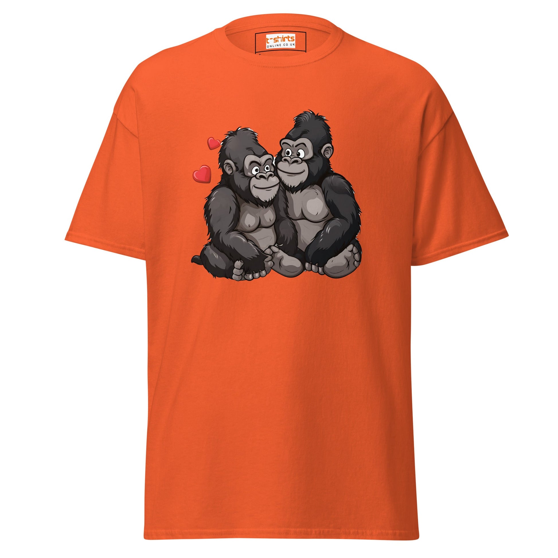 Gorilla Couple | Gorilla T-Shirt - Orange - T-Shirts Online