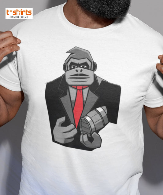 Gorilla Mafia Boss T-Shirt – Bold Cartoon Graphic Tee - Black - T-Shirts Online